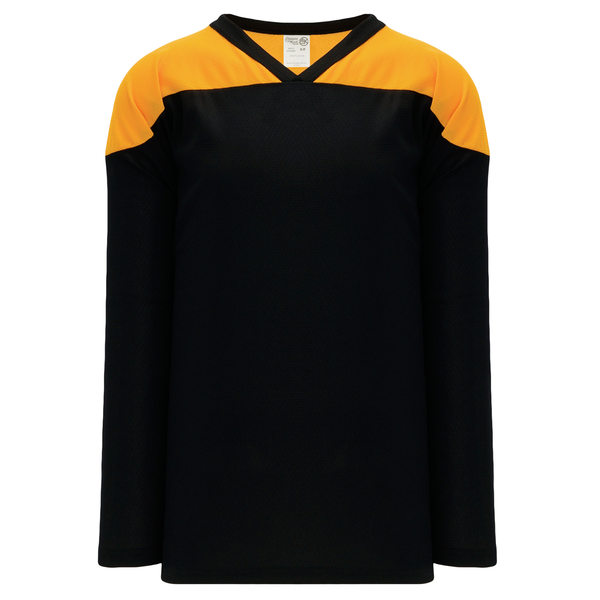H7500-437 Black/Gold/White League Style Blank Hockey Jerseys Adult XL