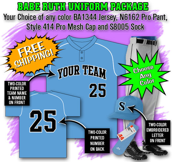 Athletic Knit Babe Ruth Baseball Jersey Package | Baseball | Packages 206 Royal/White